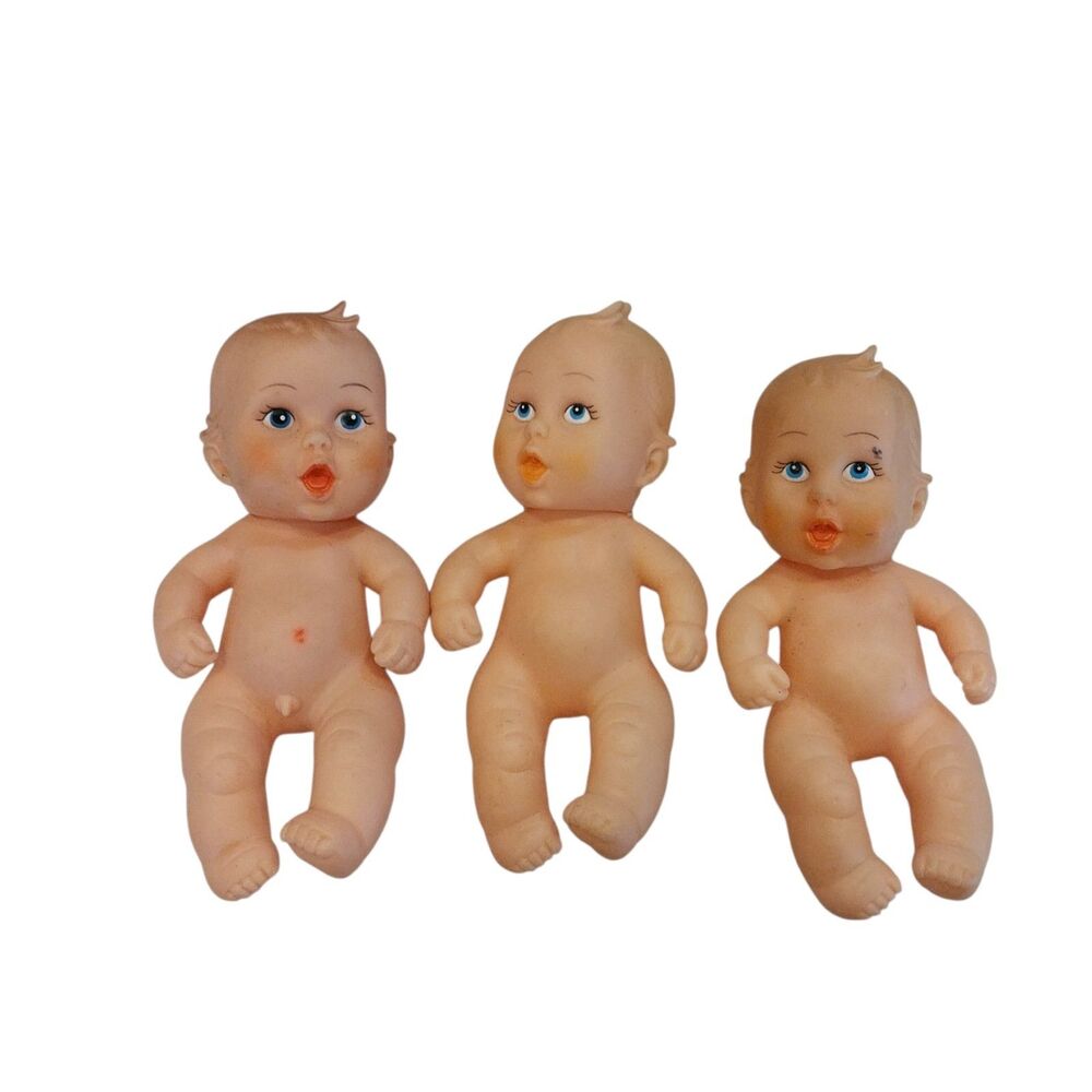 Lot Of 3 Vintage 5” Baby Doll Figure Rubber Vinyl Crafting Craft